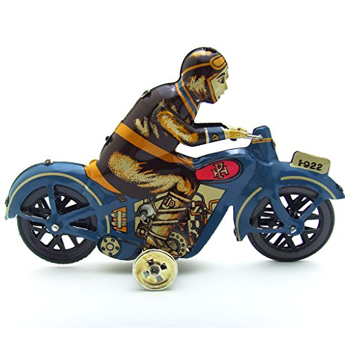 Colección Creativo de Modelo de Hombre Montando en Moto Juguetes de Hojalata Motocicleta Reloj de Metal