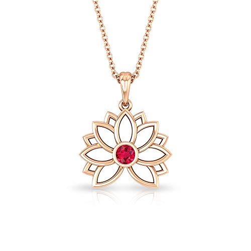 Colgante de loto de rubí con certificado SGL de 0,15 quilates, oro sólido de 14 quilates, colgante floral de piedra de nacimiento mínima de julio, colgante de cadena de flores, 14K Oro rosa Sin cadena Colgante de loto de rubí con certificado SGL de 0,15 quilates, oro sólido de 14 quilates, colgante floral de piedra de nacimiento mínima de julio, colgante de cadena de flores, 14K Oro rosa Sin cadena