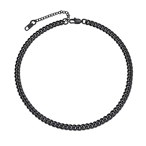 Collar de Eslabones Cubanos 6mm Grueso Negro Acero Metálico Cadena Corta Gargantilla Cuello Joyerías Regalo Maravilloso Miami Curb Collar de Eslabones Cubanos 6mm Grueso Negro Acero Metálico Cadena Corta Gargantilla Cuello Joyerías Regalo Maravilloso Miami Curb