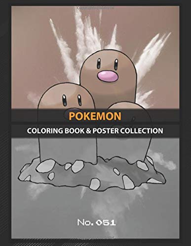Coloring Book & Poster Collection: Pokemon Dugtrio Official Artwork Design With His National Poké Anime & Manga