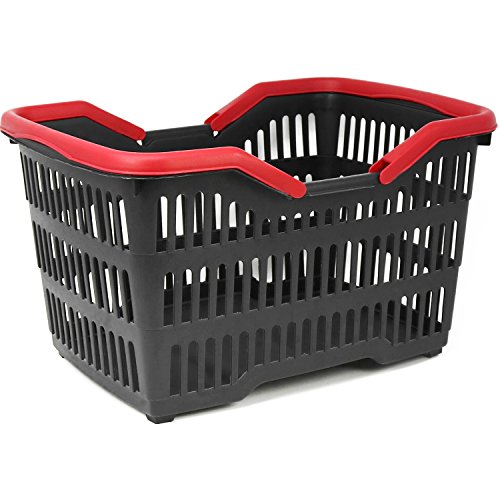 com-four® Cesta de la Compra de plástico con asa - Cesta de Transporte para Transporte - Cesta de plástico Estable en Negro/Rojo - 39,5 x 29 x 22,5 cm (001 Piezas - Negro/Rojo) com-four® Cesta de la Compra de plástico con asa - Cesta de Transporte para Transporte - Cesta de plástico Estable en Negro/Rojo - 39,5 x 29 x 22,5 cm (001 Piezas - Negro/Rojo)