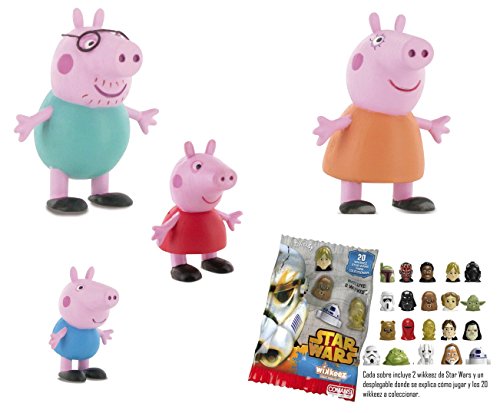 Comansi Lote 4 Figuras Peppa Pig - George - Mama Pig - Papa Pig + Regalo