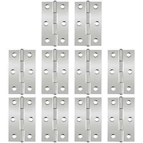 Conectores de bisagras para vitrina, 10 piezas Bisagras de puerta de 2.5 pulgadas bisagra de puerta bisagra de acero inoxidable bisagra de puerta con bisagra con 6 orificios de montaje para muebles