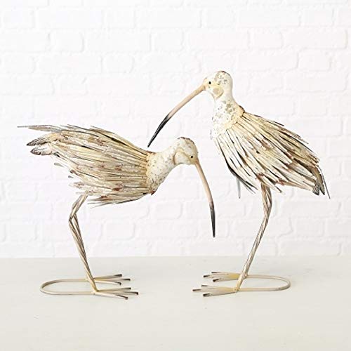Conjunto de 2 Figuras en Metal Pájaros Modelos Surtidos A46 cm en Hierro Lacado Beige
