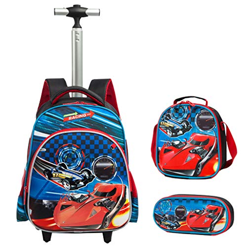 Conjunto de Mochila Escolar niños, Mochilas para Estudiantes de Primaria Coche de Carreras Impreso Bolsa Trolley con Bolsa del Almuerzo Bolsa de bolígrafo Conjunto de 3 Piezas(Azul 4 Ruedas) Conjunto de Mochila Escolar niños, Mochilas para Estudiantes de Primaria Coche de Carreras Impreso Bolsa Trolley con Bolsa del Almuerzo Bolsa de bolígrafo Conjunto de 3 Piezas(Azul 4 Ruedas)