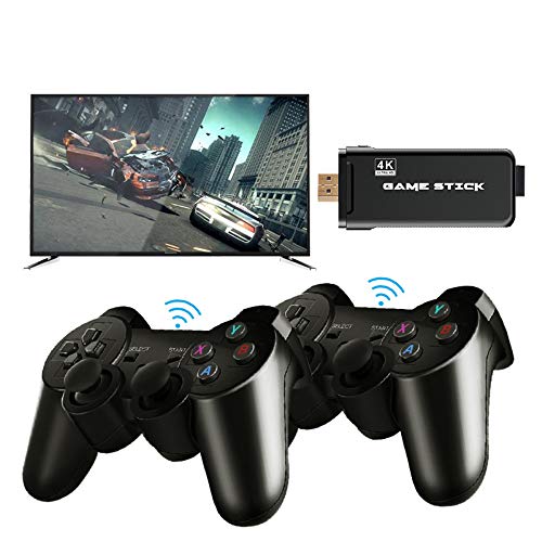 Consola de videojuegos de mano clásica, consola HDMI 4K con control inalámbrico doble de 2.4G integrado 3000/10000 juegos para consola PS1/GBA (negro)