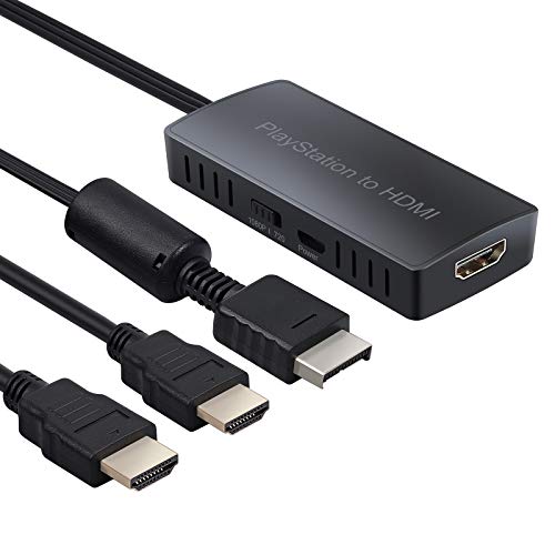 Convertidor de Playstation a HDMI Adaptador con Cables para PS 2 y PS 1 Compatible con 1080P / 720P Color Staturado para PS1/2/3 Adaptador Cable PS1 PS2 a HDMI para Consolas Monitor HDTV