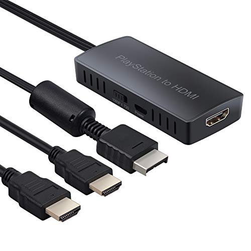 Convertidor PS 1 PS 2 y PS 3 a HDMI Adaptador PS a HDMI con Adaptador de Alimentación de 5V / 1A Compatible con 1080P / 720P Cable PS a HDMI para Consola PlayStation 1/2/3