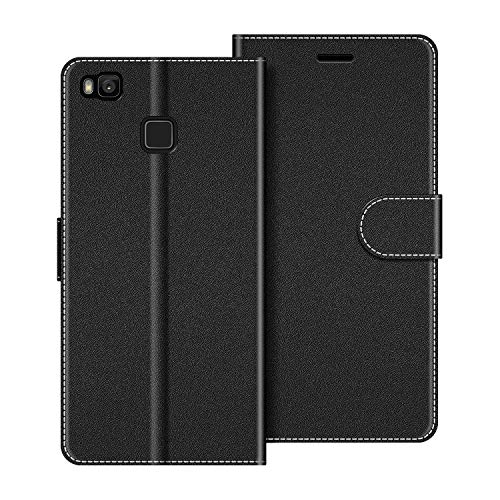 COODIO Funda Huawei P9 Lite con Tapa, Funda Movil Huawei P9 Lite, Funda Libro Huawei P9 Lite Carcasa Magnético Funda para Huawei P9 Lite, Negro