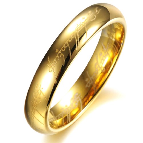 COPAUL 18 K Chapado en Oro el Señor de los Anillos Pure carburo de tungsteno con Biblia Engaved Anillo de Pareja COPAUL 18 K Chapado en Oro el Señor de los Anillos Pure carburo de tungsteno con Biblia Engaved Anillo de Pareja