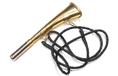 Corneta de calidad, corneta de caza, corneta de soplo Con trenzado a base de cuero auténtico, Medium