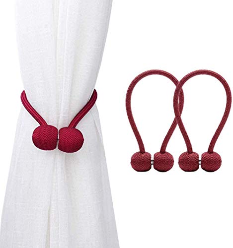 Correas de Magnéticas para Cortina - No Se Requieren Perforaciones Anillos de Soporte,Estilo Refinado,Pequeño y Práctico,Adecuado para Hogar,La oficina,La decoración de Cortinas(2 piezas) (Rojo) Correas de Magnéticas para Cortina - No Se Requieren Perforaciones Anillos de Soporte,Estilo Refinado,Pequeño y Práctico,Adecuado para Hogar,La oficina,La decoración de Cortinas(2 piezas) (Rojo)