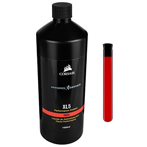 Corsair Hydro X Series, XL5 Refrigerante de rendimiento, 1 l (Color translúcido brillante, Duradero Premezclado Rendimiento, con los Inhibidores Avanzados Anticorrosión y Antibacterias) Rojo