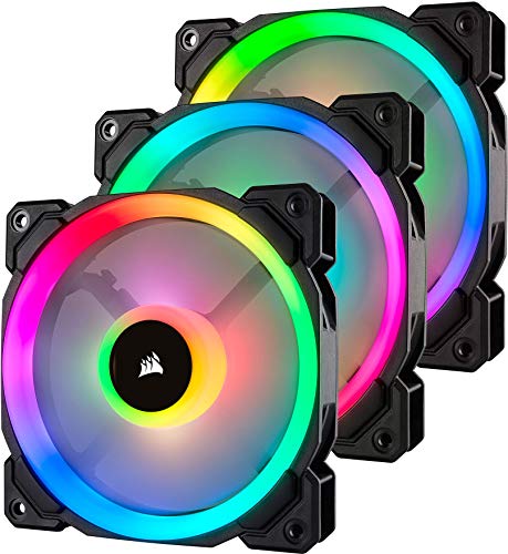 Corsair LL120 RGB Ventilador de PC (120 mm, Doble Halo RGB LED PWM) Paquete Tripla con Lighting Node PRO