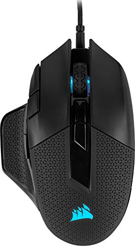 Corsair Nightsword RGB - Ratón óptico para juegos FPS/MOBA (18.000 PPP Sensor Óptico, Sistema de Peso Ajustable, 8 Botones Programables, Retroiluminación LED RGB) negro