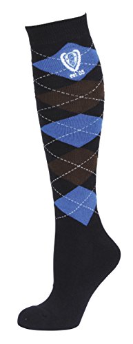 Covalliero 324210 Brescia - Calcetines de equitación para Mujer (Talla 34-36), diseño a Cuadros, Color Azul Oscuro