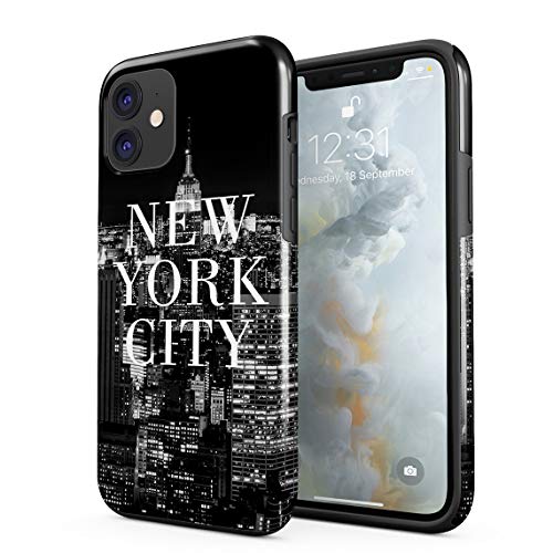 Cover Universe Funda para iPhone 11 Night At The New York City Manhattan Long Island, Resistente a los Golpes, Carcasa Dura de PC de 2 Capas + Funda Protectora de Diseño Híbrido de TPU