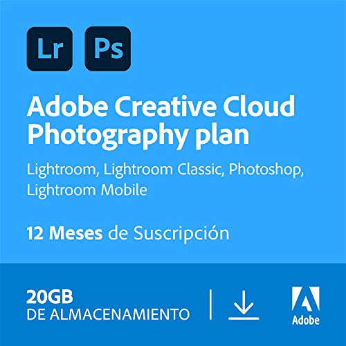 Creative Cloud Photography plan with 20GB | 1 Año | PC/Mac | Código de activación enviado por email Creative Cloud Photography plan with 20GB | 1 Año | PC/Mac | Código de activación enviado por email