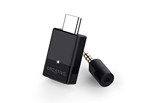 CREATIVE Transmisor de Audio BT-W3 Bluetooth 5.0 USB-C, aptX LL y aptX HD, micrófono analógico 3.5 mm para Chat de Voz, indicador y selector de códec, Plug-and-Play para PS4, Nintendo Switch, PC/Mac