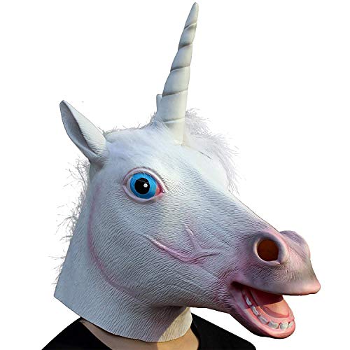 CreepyParty Fiesta de Disfraces de Halloween Máscara de Látex Cabeza de Animal Unicornio