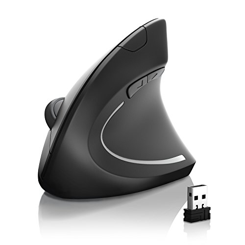 CSL – Ratón Vertical inalámbrico - Conexión Bluetooth o Receptor USB 2,4 GHz - 2400 dpi - Ergonómico Evita el Codo de tenista - Plug and Play - Compatible con PC portátil y Mac - Apto para diestros