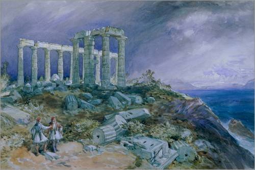 Cuadro de PVC 100 x 70 cm: The Temple of Poseidon, Sunium, 1877 de William 'Crimea' Simpson/Bridgeman Images