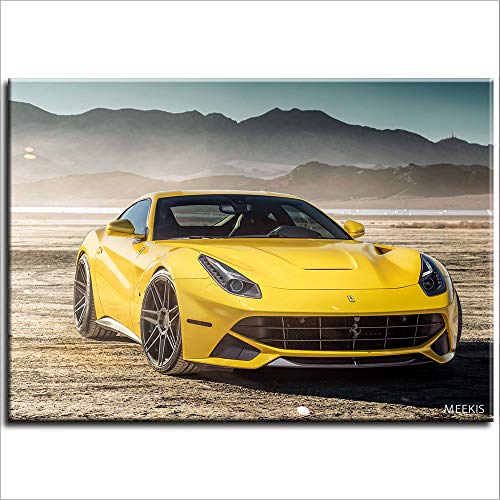 Cuadro digital Ferrari F berlinetta amarillo coche deportivo Cuadro de lienzo de lino para adultos 40X50 (sin marco)