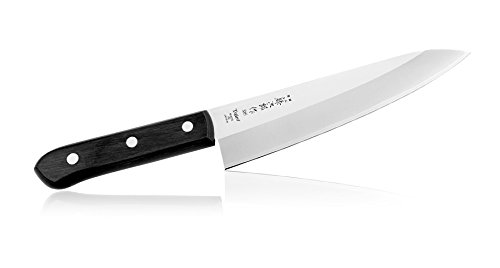 Cuchillos Japonéses Cocina Profesional - Tojiro Western Knife - Acero Carbono VG10 3 capas - Hoja Ultra Afilado - Mango ECO Madera - de Japon (Chef 180 mm, F-312)