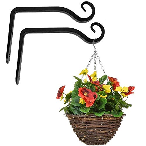 Cyleibe Soporte de pared para macetas, ganchos de pared, de hierro forjado, para comederos de pájaros, plantas, farolillos, carillones de viento, 2 unidades Cyleibe Soporte de pared para macetas, ganchos de pared, de hierro forjado, para comederos de pájaros, plantas, farolillos, carillones de viento, 2 unidades
