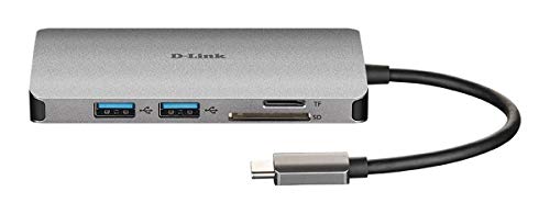 D-Link DUB-M810 - Hub USB tipo C, 8 en 1, adaptador USB C con HDMI 4K y 1080p, 2 puertos USB3/USB2, puerto red 1 Gbps, lector SD y microSD, 1 x USB C de carga/datos hasta 100W