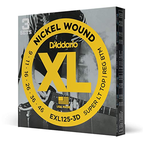 D'Addario EXL125-3D - Juego de cuerdas para guitarra eléctrica de acero y níquel, .009 - .046