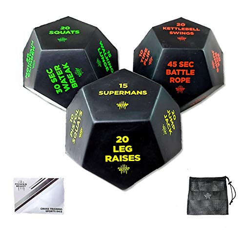 Dados Crossfit Power Beast | Tape Crossfit, Calleras Crossfit, Accesorios Crossfit, Box, Accesorio Crossfit. Crossfit. 3 Dados + Bolsa + Instrucciones. Tamaño Dado 10 cm.