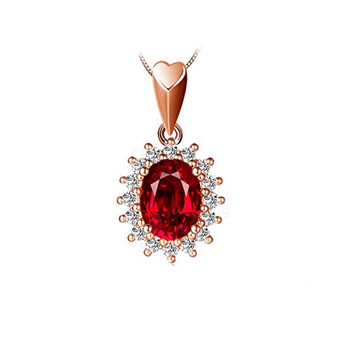 Daesar Colgante Oro Rosa 18k Mujer Rubí 1.15 ct Diamante Flor Collar Oro Rosa Mujer Daesar Colgante Oro Rosa 18k Mujer Rubí 1.15 ct Diamante Flor Collar Oro Rosa Mujer