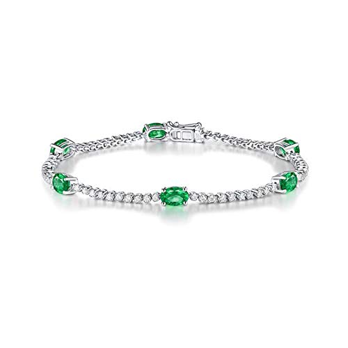 Daesar Pulsera Oro Blanco Mujer Diamante Esmeralda 0.47 ct Pulsera Charm 17 CM Daesar Pulsera Oro Blanco Mujer Diamante Esmeralda 0.47 ct Pulsera Charm 17 CM