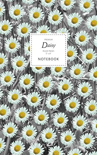 Daisy Notebook - Ruled Pages - 5x8 - Premium: (Monochrome Leaf Edition) Fun notebook 96 ruled/lined pages (5x8 inches / 12.7x20.3cm / Junior Legal Pad / Nearly A5)
