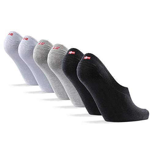DANISH ENDURANCE Calcetines Cortos e Invisibles para Hombre y Mujer (Multicolor: 2 x negro, 2 x blanco, 2 x gris, EU 43-47)