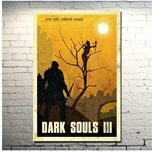 Dark Souls 1 2 3 Póster de película e impresiones Decoración de pared para sala de estar Decoración de oficina Obra de arte única Impresión en lienzo-20x30 pulgadas Sin marco