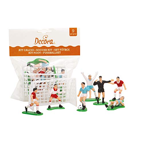 Decora 0816010 - Set de fútbol con 7 jugadores de 4.2 a 5 H y 2 Portas de 7.8 x 5 H cm