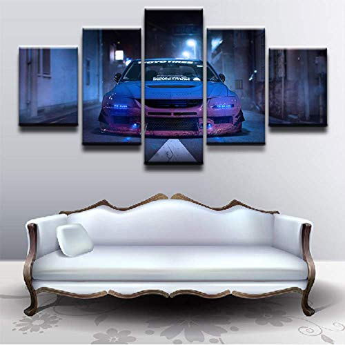 Decoracion Cuadro en Lienzo Imagen Arte de la Pared 5 Blue Car Evolution Sport Sport Paintings Módulo de decoración del hogar Poster Living Room Frame
