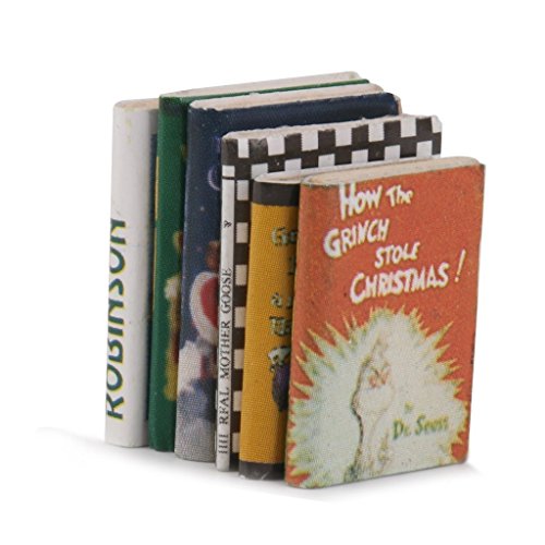 Decoracion de casa de munecas - libros - SODIAL(R) 1/12 Libros en miniatura casa de munecas de madera 6pzs colorido