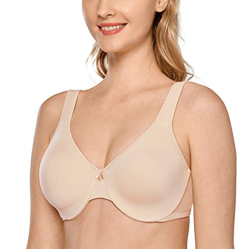 DELIMIRA - Sujetador Reductor Copa Completa con Aros Minimizador para Mujer Beige 95C