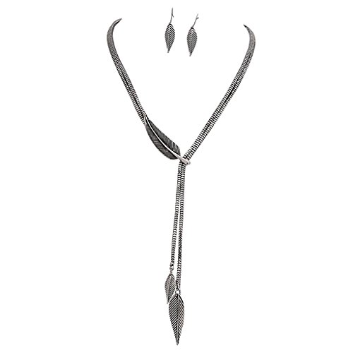 Desconocido Joyería de Conjunto de Pendientes Collar Antigua Étnica Deja de Plumas Borla Plata Desconocido Joyería de Conjunto de Pendientes Collar Antigua Étnica Deja de Plumas Borla Plata