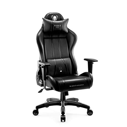 Diablo X-One 2.0 Silla Gaming Gamer Oficina Sillon de Ordenador Reposabrazos Ajustables Cuello/Cojín Lumbar Diseño Ergonómico (Negro, Normal)