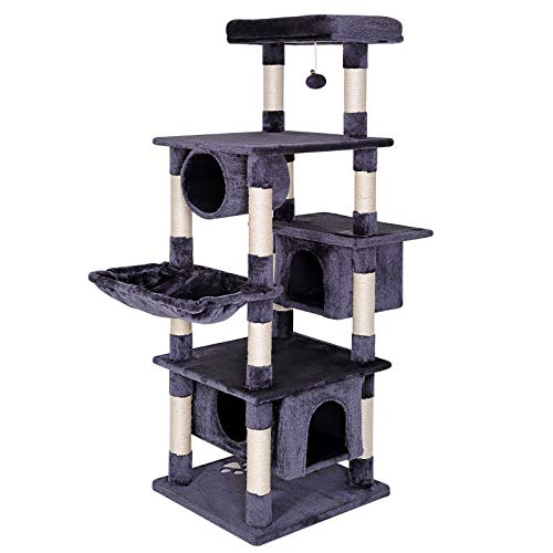 Dibea Árbol rascador Árbol Escalador Árbol rascador Gatos Árbol para Gatos Altura 155 cm Color Gris Oscuro