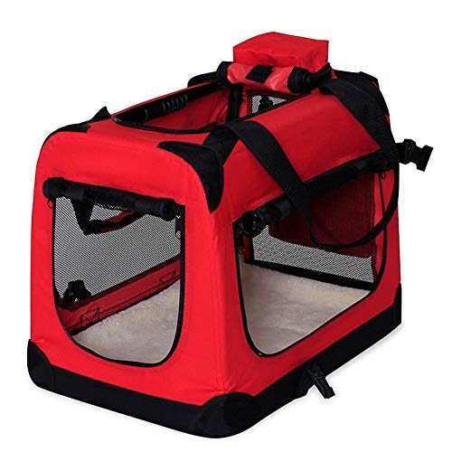 dibea Transportín para Perros Bolsa transportín para Perros Transportín Plegable Autobox Bolsa para Animales pequeños (70x52x50 cm (L), Rojo)