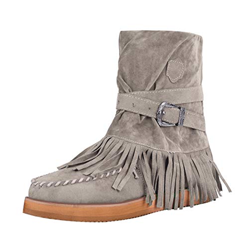 Dihope botas india para mujer, tacón plano, de plataforma, zapatos informales, modernos, con flecos, botines para la nieve e invierno marrón 38 EU Dihope botas india para mujer, tacón plano, de plataforma, zapatos informales, modernos, con flecos, botines para la nieve e invierno marrón 38 EU