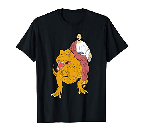 Dinosaurio montado en Jesús Gráfico Dino Trex Camiseta