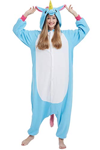 Disfraz de Animal Unisex para Adulto Sirve como Pijama o Cosplay Sleepsuit de una Pieza (Unicornio Azul, L) Disfraz de Animal Unisex para Adulto Sirve como Pijama o Cosplay Sleepsuit de una Pieza (Unicornio Azul, L)