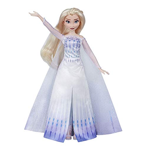 Disney Frozen 2 – Muñeca Princesa Disney Elsa Cantante (francés) con Traje de Reina, 26 cm