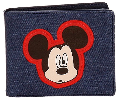 Disney Mickey Parches Cartera Azul 10,5x9x2 cms Piel Sintética